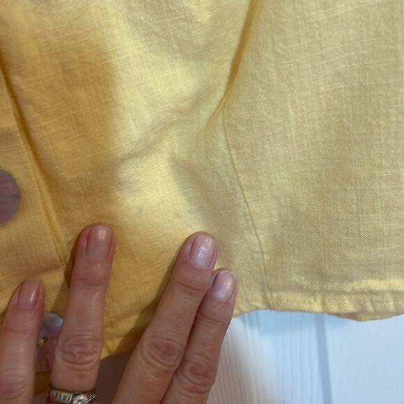 TopShop Linen Crop Top, Golden Yellow Ruffled blouse, 8 - Picture 7 of 8